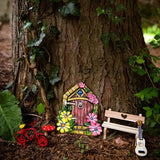 4Pcs Fairy Garden Door Miniature Ornaments Tree Decoration Fairy Gate Courtyard Style 1