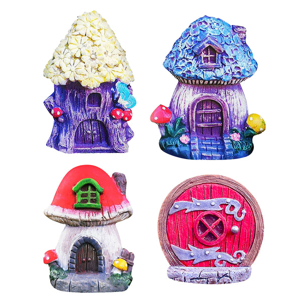 4Pcs Fairy Garden Door Miniature Ornaments Tree Decoration Fairy Gate Courtyard Style 2