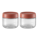 2Pcs 280ml Transparent Glass Jar with Screw Lid Food Storage Containers Red