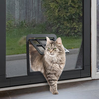 Pet Screen Door Small Dog Cat Door with Magnetic Flap Black