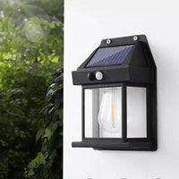 2Pcs 3 Modes Solar Wall Lights Stair Light for Garden Yard Outdoor Black