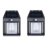 2Pcs 3 Modes Solar Wall Lights Stair Light for Garden Yard Outdoor Black