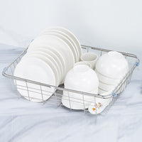 Set of 2Pcs Retractable Dish Drying Racks Stainless Steel Kitchen Dish Drainers