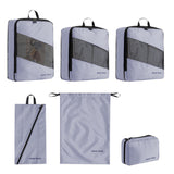 6Pcs Compression Packing Tubes Suitcase Organizer Bag Luggage Storage Bags Gray