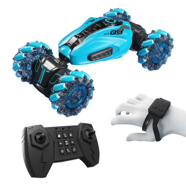 Remote Hand Control Watch Gesture Sensor Stunt Spray Car Twist Car Toy USB charging Car Toy Blue