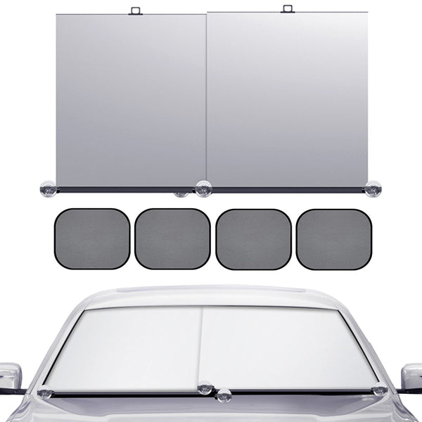 Retractable Car Windshield Sun Shade UV Blocking with 4 Side Window Sunshades