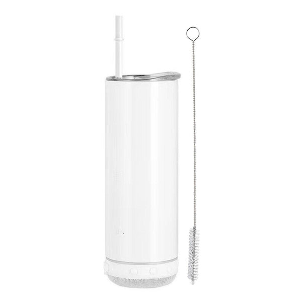 20oz Speaker Tumbler Cup Music Tumbler Detachable Music Speaker Tumbler with Straw and Brush White