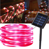 22M 200LED Solar Candy Cane Rope Light Garden Patio Deck Party Xmas Decorations White