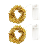 2Pcs 20 LEDs Hanging Christmas Garland Xmas Decorative String Lights Gold