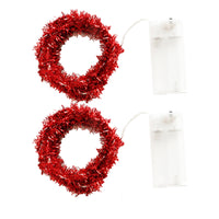 2Pcs 20 LEDs Hanging Christmas Garland Xmas Decorative String Lights Red