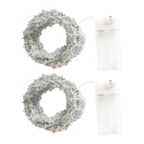 2Pcs 20 LEDs Hanging Christmas Garland Xmas Decorative String Lights Silver