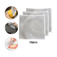 10Pcs Imitated-Wire Dishwashing Rags Household Cleaning Cloth for Dishes Sinks Counters