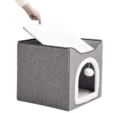 Foldable Cat Condo 2 Layer Cat Cube Box Kitten Cave with 2 Mats for Small Medium Cats