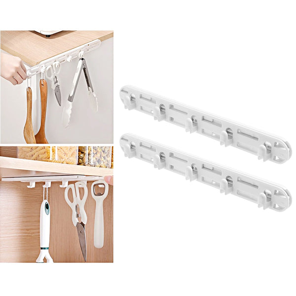 2Pcs Self-Adhesive Pull-Out Hanger Sliding Hanger Organizer for Kitchen Bathroom Cabinet