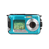 1080P Dual Screen Selfie Underwater Camera Water Resistant Digital Camera with 32GB Memory Card Blue