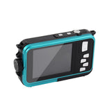 1080P Dual Screen Selfie Underwater Camera Water Resistant Digital Camera with 32GB Memory Card Blue