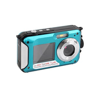 1080P Dual Screen Selfie Underwater Camera Water Resistant Digital Camera with 32GB Memory Card Blue