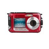 1080P Dual Screen Selfie Underwater Camera Water Resistant Digital Camera with 32GB Memory Card Red