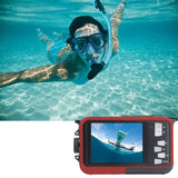 1080P Dual Screen Selfie Underwater Camera Water Resistant Digital Camera with 32GB Memory Card Red