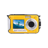 1080P Dual Screen Selfie Underwater Camera Water Resistant Digital Camera with 32GB Memory Card Yellow