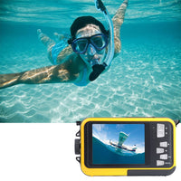 1080P Dual Screen Selfie Underwater Camera Water Resistant Digital Camera with 32GB Memory Card Yellow