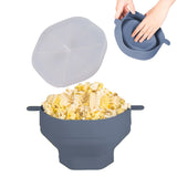 Microwaveable Silicone Popcorn Popper Collapsible Microwave Popcorn Maker Bowl With Lid Grey