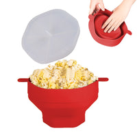 Microwaveable Silicone Popcorn Popper Collapsible Microwave Popcorn Maker Bowl With Lid Red