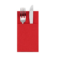 50Pcs Disposable Dinner Napkins Prefolded Flatware Pocket Paper Hand Towels for Dinner Wedding Party Events Red