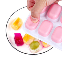 4Pcs Silicone Ice Cube Tray with Lid 14-Grid Ice Tray Stackable Easy-Release Ice Making Tray