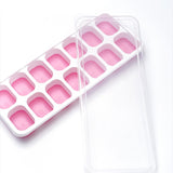 4Pcs Silicone Ice Cube Tray with Lid 14-Grid Ice Tray Stackable Easy-Release Ice Making Tray