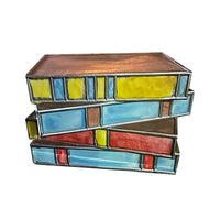 Stained Resin Stacked Books Lamp Nightstand Desk Book Lamps Reading Book Lighting Vintage Table Lamp