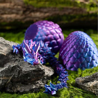 3D Printed Dragon Decoration with Dragon Egg Chinese Style Ornament Purple