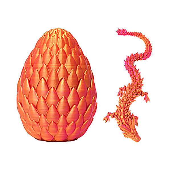 3D Printed Dragon Decoration with Dragon Egg Chinese Style Ornament Gold