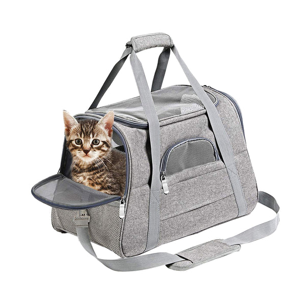 Cat Pet Carrier Travel Carrier Pet Bag for Small Medium Cats Grey