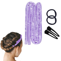 1.6M Heatless Hair Curling Rod Set Long Hair No Heat Lazy Curler Headband Purple