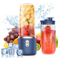 400ml Portable Electric Juicer Double Cup Juice Maker Blender Rechargeable Fruit Mixer Blue