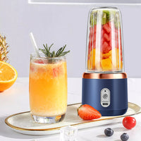 400ml Portable Electric Juicer Double Cup Juice Maker Blender Rechargeable Fruit Mixer Blue