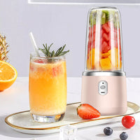 400ml Portable Electric Juicer Double Cup Juice Maker Blender Rechargeable Fruit Mixer Pink