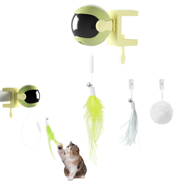 Electric Interactive Cat Toys Automatic Lifting Cat Teaser Toys Set Green