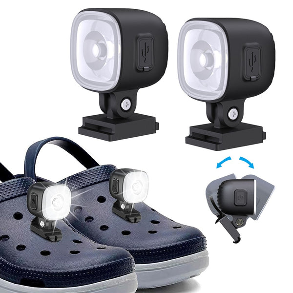 2Pcs Rechargeable Shoe Headlights Water-resistant Shoes Lights with 4 Light Modes Black