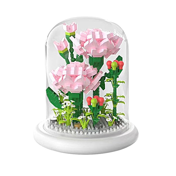 Flower Bouquets Building Toys Flower Building Blocks Kit with Dust Cover Home Office Desk Decor Style 3