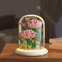 Flower Bouquets Building Toys Flower Building Blocks Kit with Dust Cover Home Office Desk Decor Style 3