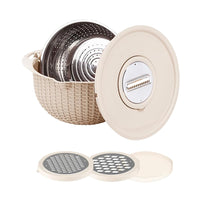 4-in-1 Rotatable Colander Drain Basket Set Kitchen Food Vegetable Washing Drain Colander Beige