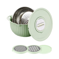 4-in-1 Rotatable Colander Drain Basket Set Kitchen Food Vegetable Washing Drain Colander Green