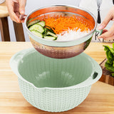 4-in-1 Rotatable Colander Drain Basket Set Kitchen Food Vegetable Washing Drain Colander Green