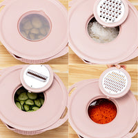 4-in-1 Rotatable Colander Drain Basket Set Kitchen Food Vegetable Washing Drain Colander Pink