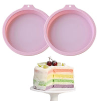 Set of 2Pcs 6-Inch Silicone Round Cake Pan DIY Cakes Pastry Mould Baking Mold Pink