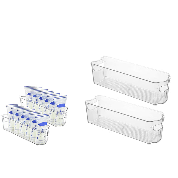 Set of 2Pcs Storage Box Refrigerator Food Storage Container Fridge Organizer with Handle