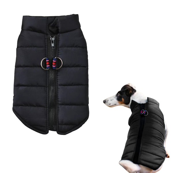 Winter Pet Waistcoat Zipper Clousure Warm Sleeveless Coat for Going Out Black