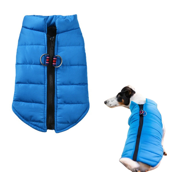 Winter Pet Waistcoat Zipper Clousure Warm Sleeveless Coat for Going Out Blue